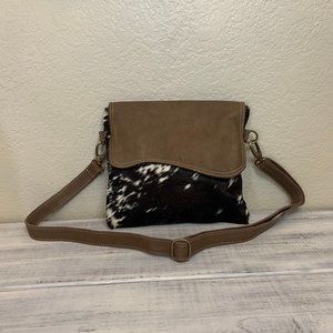 NWT Black/white hair-on hide plus genuine leather